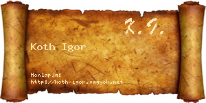Koth Igor névjegykártya